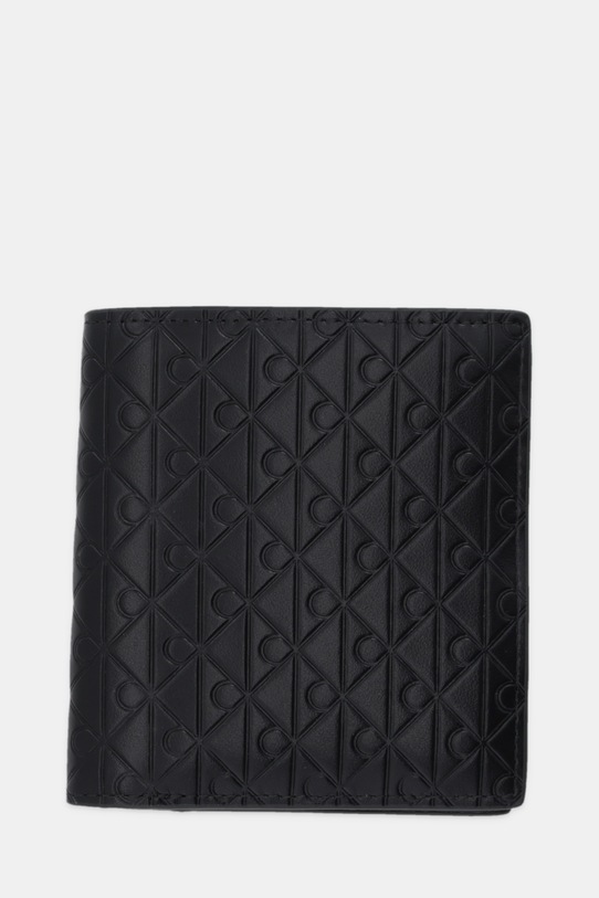 Calvin Klein portfel skórzany drobny wzór czarny LV04D1127G