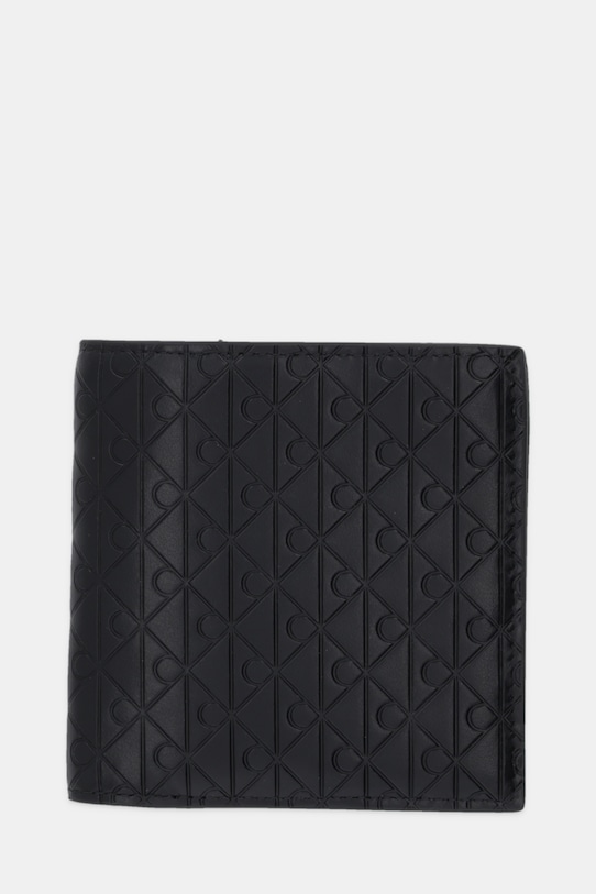 Calvin Klein portfel skórzany drobny wzór czarny LV04D1145G