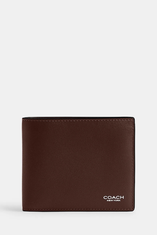 Coach portfel skórzany skóra licowa brązowy CY911