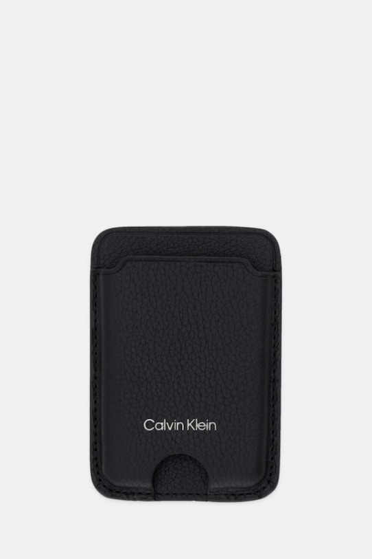 Calvin Klein Θήκη για κάρτες ανδρική δερμάτινη μαύρο LV04D1162G