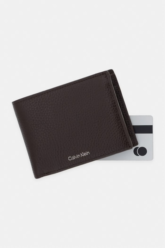 Calvin Klein портфейл RFID мъжки от кожа кафяв LV04D1241G