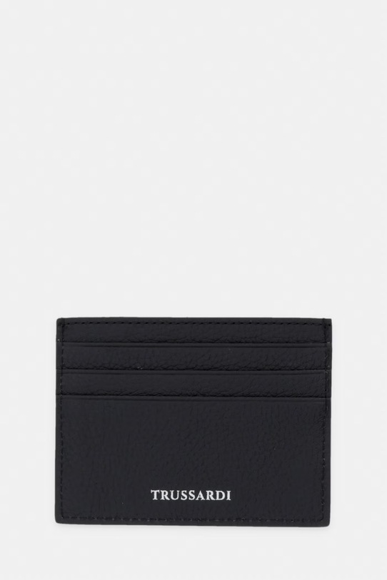 Trussardi etui na karty skórzane nadruk czarny I020E000107N