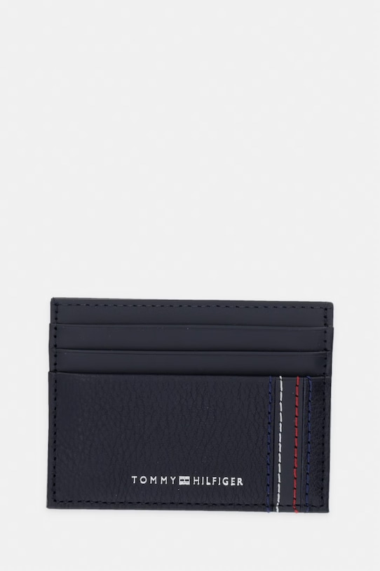 Tommy Hilfiger θήκη για κάρτες ανδρική δερμάτινη σκούρο μπλε AM0AM14228