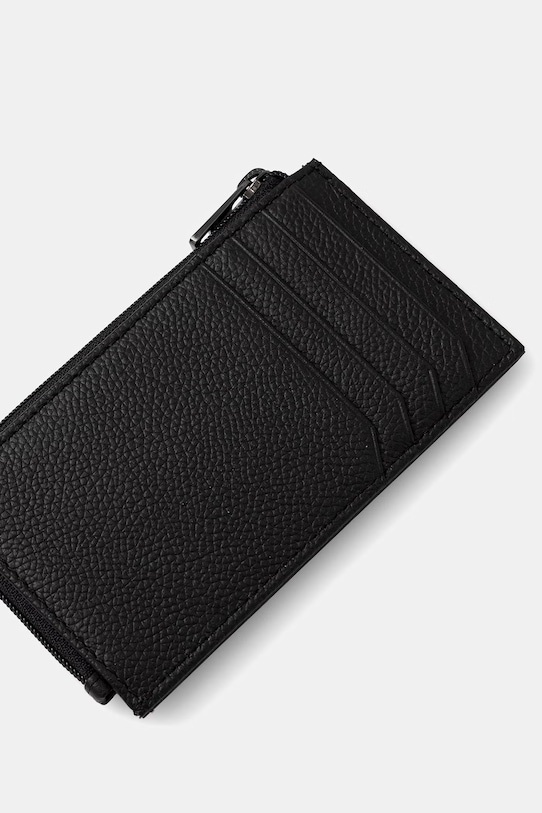 HUGO portofel pentru bărbați, din piele Quantic_NEW Zip 50558571 negru SS26