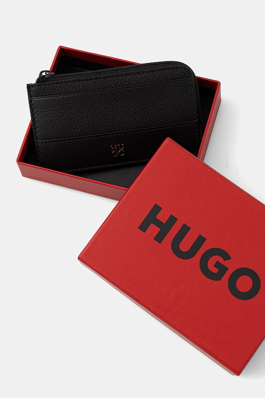 HUGO portofel pentru bărbați, din piele Quantic_NEW Zip negru 50558571