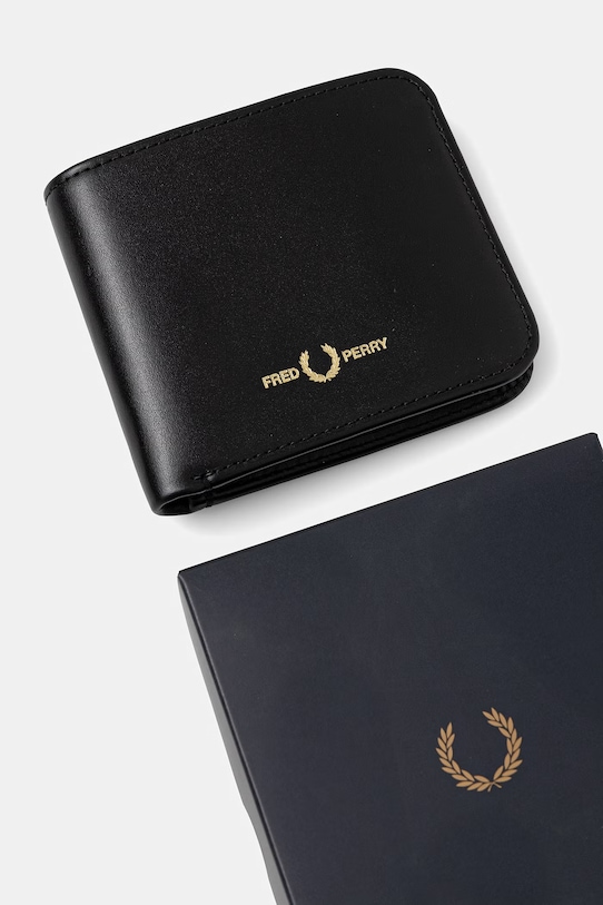 Kožená peňaženka Fred Perry čierna L2803