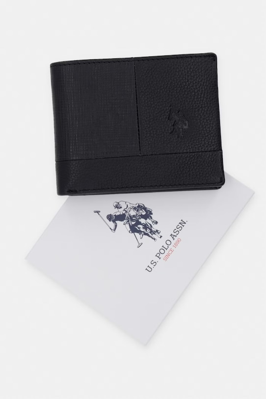 Δερμάτινο πορτοφόλι U.S. Polo Assn. MANSFIELD WEU7M2702MHA μαύρο