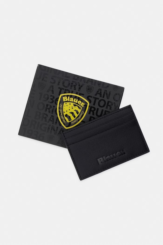 Blauer etui na karty męskie skórzane czarny CLIPCASE01