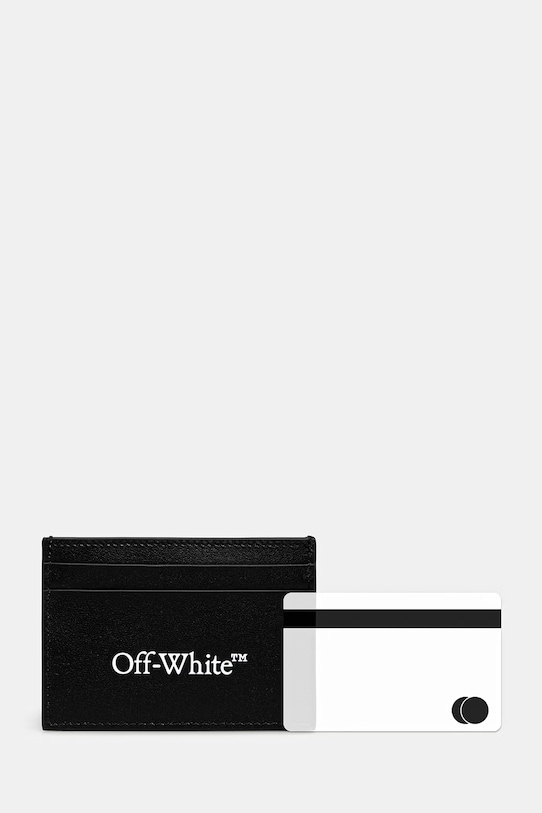Off-White Bookish pouzdro na karty kožené černá OMND089C99LEA001