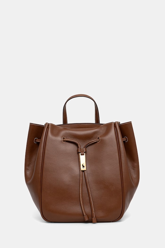 Polo Ralph Lauren plecak skórzany skóra licowa brązowy 428P01429