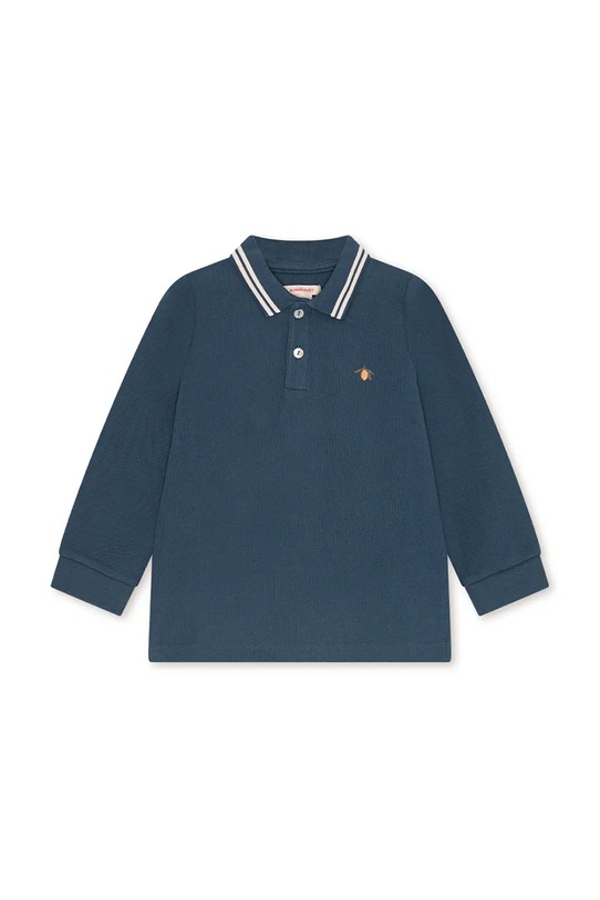 Konges Sløjd longsleeve bawełniany dziecięcy FLORIAN LS POLO GOTS aplikacja granatowy KS104511.PreSpring