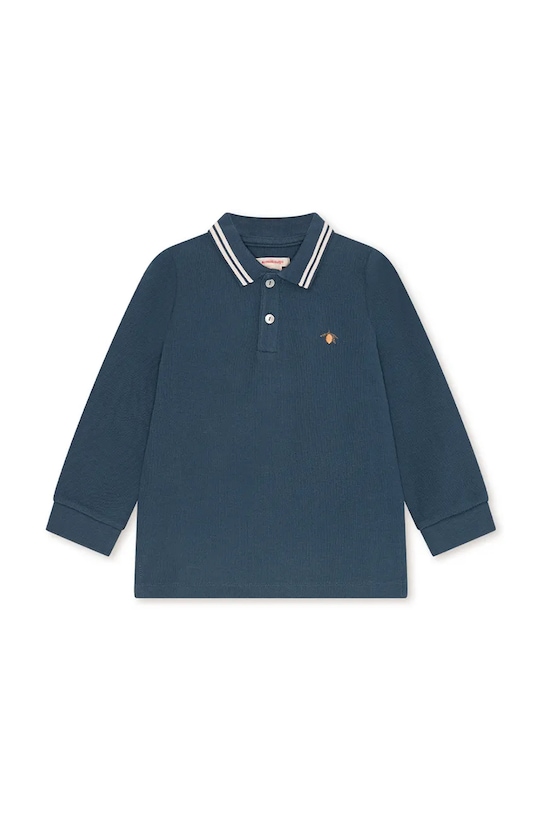 Konges Sløjd longsleeve bawełniany dziecięcy FLORIAN LS POLO GOTS aplikacja granatowy KS104511.PreSpring