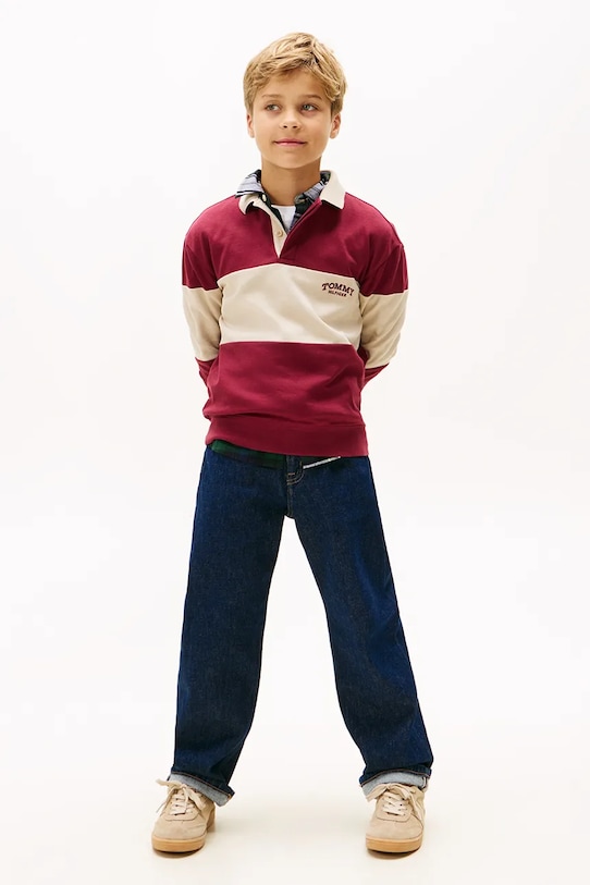 Chłopiec Tommy Hilfiger longsleeve bawełniany dziecięcy KB0KB10047.128.176.PPY2 czerwony