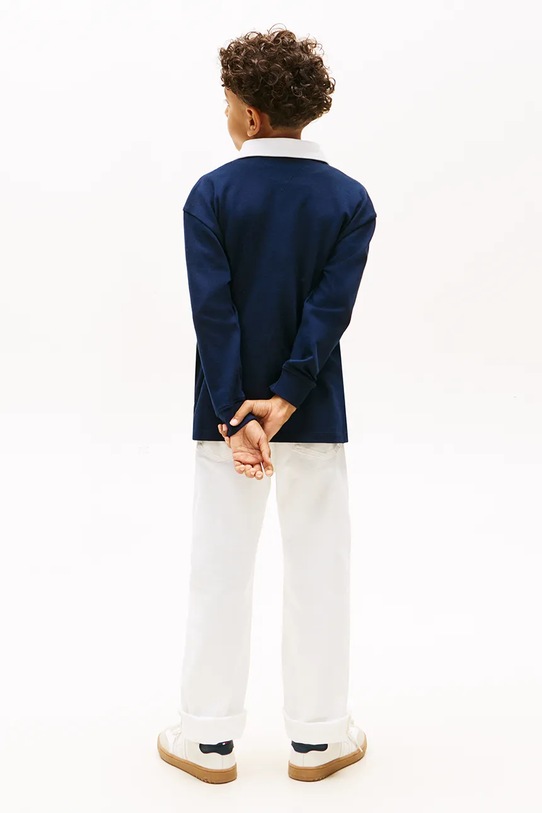 Tommy Hilfiger longsleeve din bumbac pentru copii bleumarin KB0KB10354.128.176.PPY2