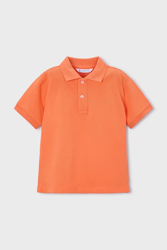 Детска памучна тениска с яка Mayoral памук оранжев 150.5A.Mini.PPY2