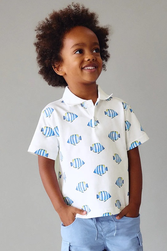 Mayoral polo bawełniane dziecięce aplikacja biały 3104.5C.Mini.PPY2