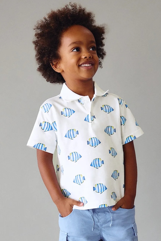 Mayoral polo bawełniane dziecięce aplikacja biały 3104.5C.Mini.PPY2