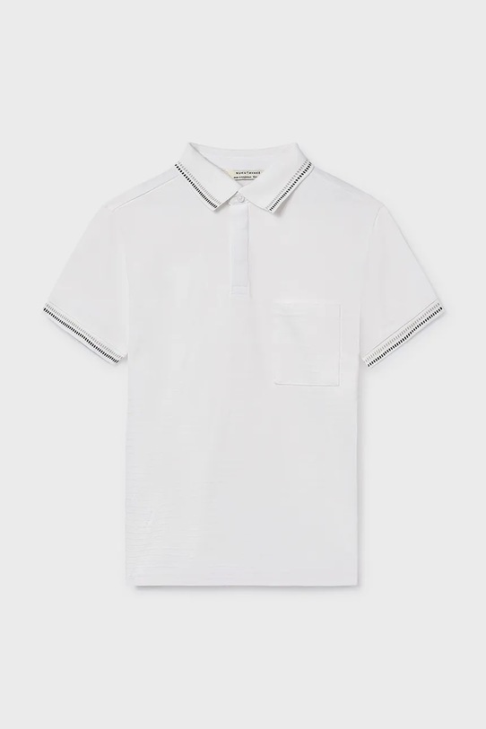 Παιδικά βαμβακερά μπλουζάκια πόλο Mayoral 6164.7B.Junior.PPY2 λευκό SS26