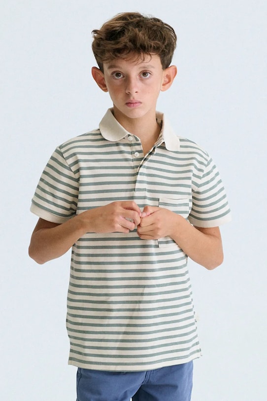 Mayoral polo bawełniane dziecięce 6164.7B.Junior.PPY2 beżowy