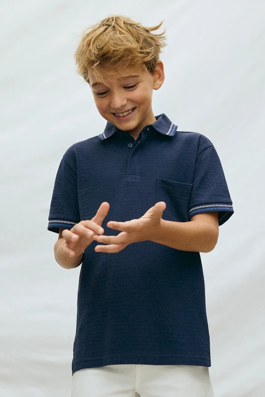 Mayoral polo bawełniane dziecięce bawełna granatowy 6164.7B.Junior.PPY2