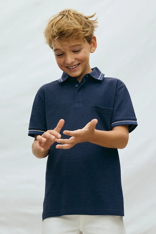 Mayoral polo bawełniane dziecięce bawełna granatowy 6164.7B.Junior.PPY2