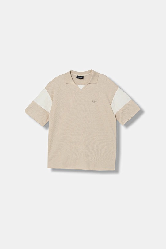 Emporio Armani polo bawełniane dziecięce wzorzyste beżowy EB000966.AF21879