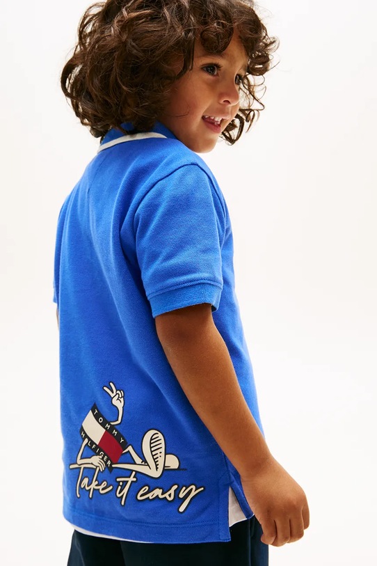 Tommy Hilfiger polo dziecięce bawełniane niebieski KB0KB10323.92.176.PPY2