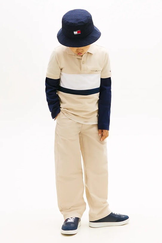Chłopiec Tommy Hilfiger polo dziecięce bawełniane KB0KB10383.128.176.PPY2 beżowy