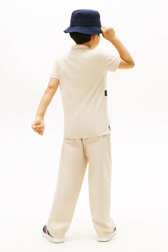 Tommy Hilfiger polo dziecięce bawełniane beżowy KB0KB10383.128.176.PPY2