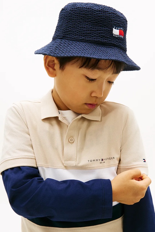 Tommy Hilfiger polo dziecięce bawełniane KB0KB10383.128.176.PPY2 beżowy