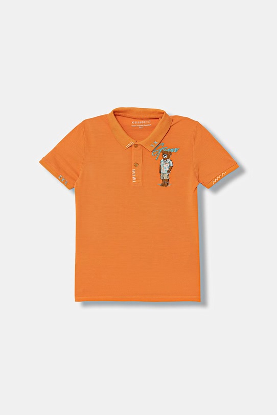 Guess polo dziecięce bawełniane pomarańczowy N6GP01.K9WF4.PPY2.M