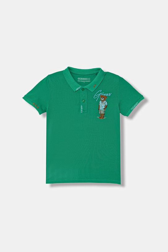 Guess polo dziecięce bawełniane zielony N6GP01.K9WF4.PPY2.M