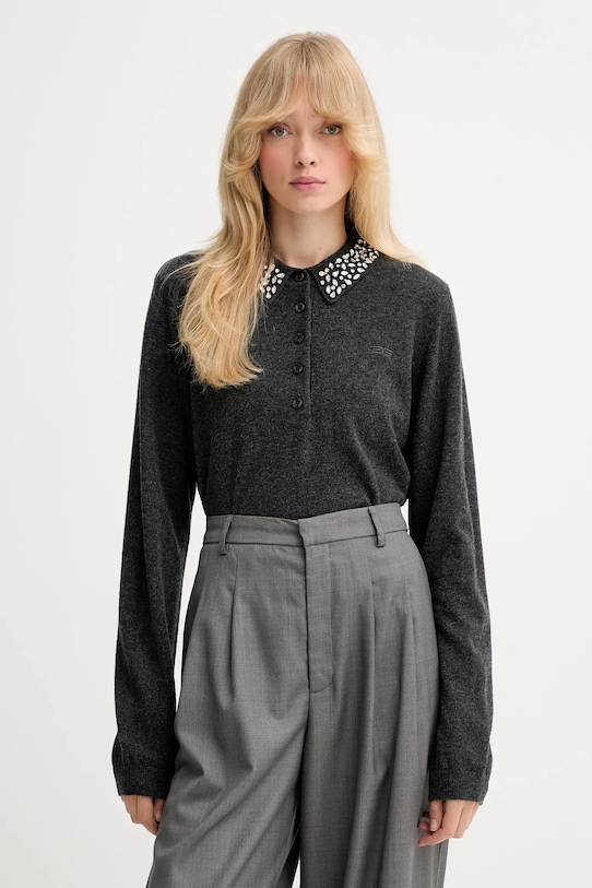 Gestuz sweter wełniany wełna szary 10910778