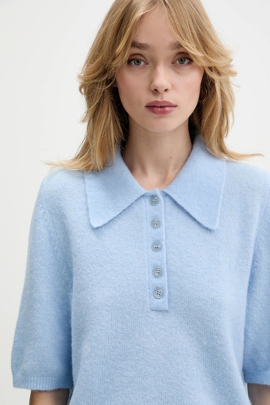 Gestuz sweter z dodatkiem wełny niebieski 10910852