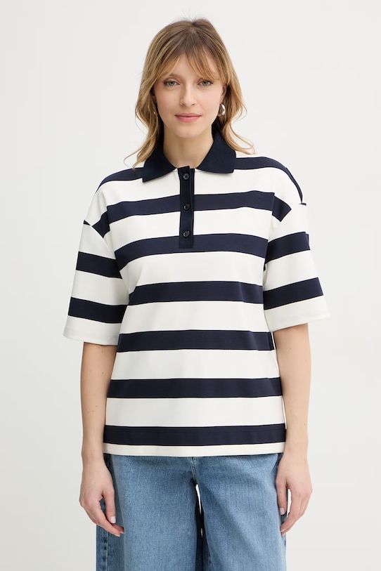 MM by Max Mara polo ABETAIA zapinany granatowy 2616951017600
