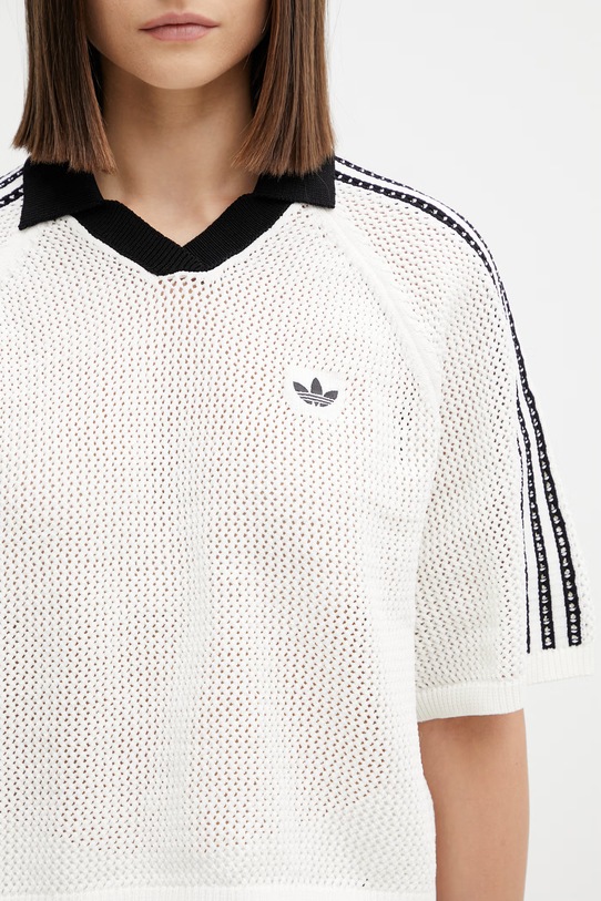 adidas Originals Crochet polo swetrowe damskie beżowy KC6490
