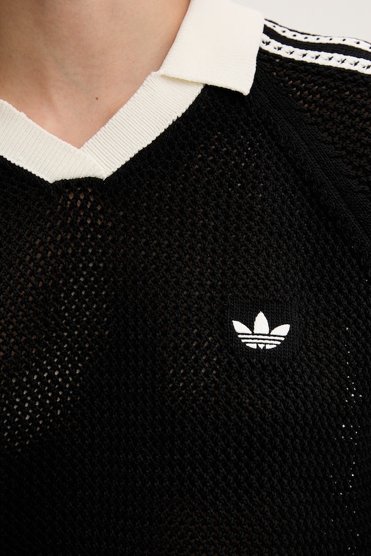 adidas Originals Πλεκτό μπλουζάκι πόλο Γυναικείο από διάτρητο κροσέ KC6491 μαύρο