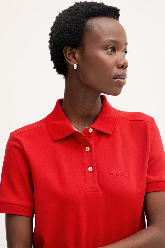 Barbour polo męskie bawełniane z elastanem Bowford czerwony LML0886