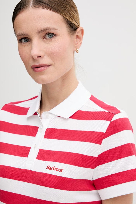 Barbour polo damskie bawełniane Ashbourne czerwony LML0887