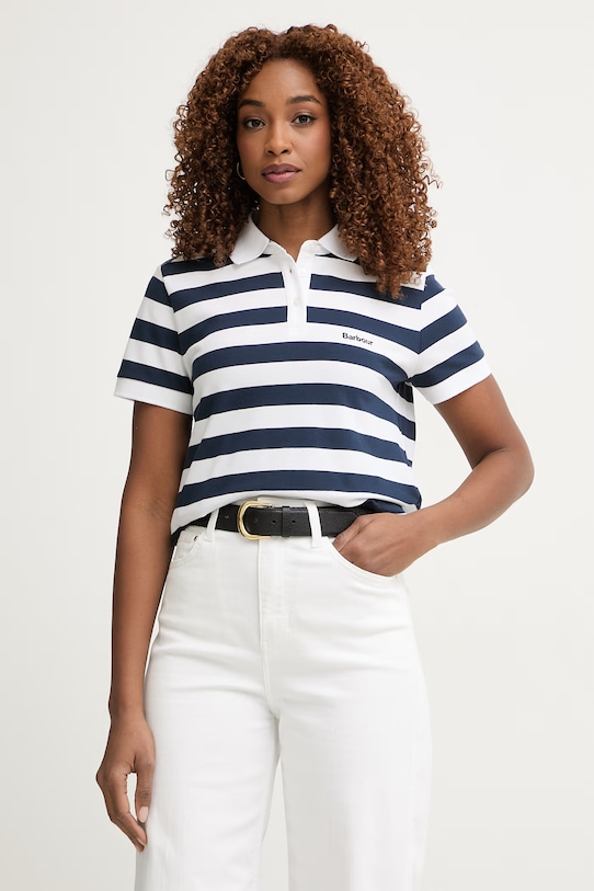 Barbour polo damskie bawełniane Ashbourne granatowy LML0887