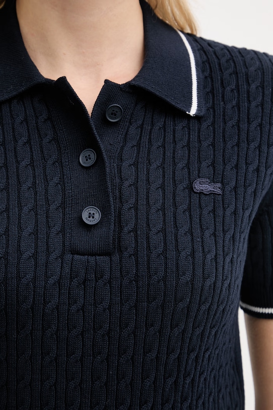 Lacoste polo swetrowe z bawełną damskie AF0972 granatowy