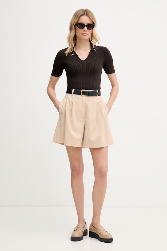 Lacoste T-shirt damski z wiskozą AF9874 brązowy SS26