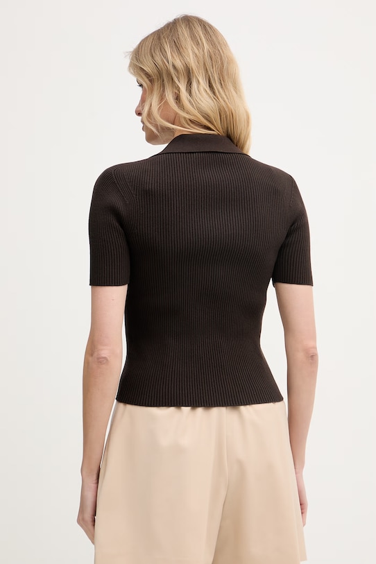 Odzież Lacoste T-shirt damski z wiskozą AF9874 brązowy