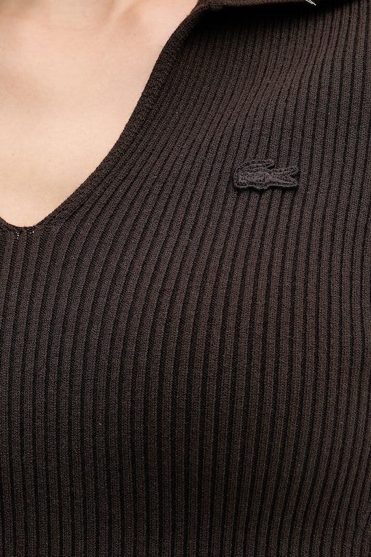 Lacoste T-shirt damski z wiskozą AF9874 brązowy