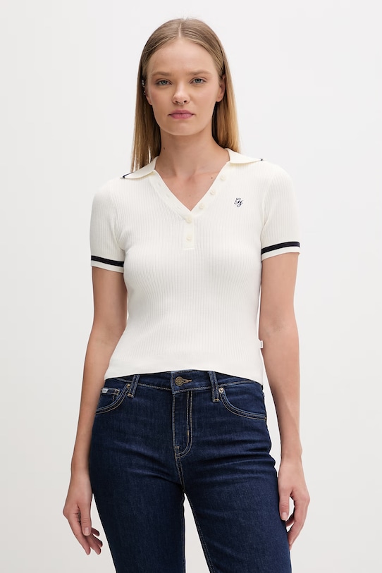 Guess Jeans polo damskie beżowy W6GRZ1.Z3P32