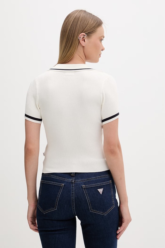 Odzież Guess Jeans polo damskie W6GRZ1.Z3P32 beżowy