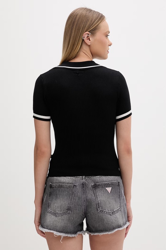 Odzież Guess Jeans polo damskie W6GRZ1.Z3P32 czarny