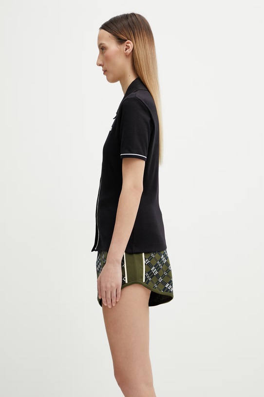 Marine Serre polo bawełniane z elastanem damskie WSI038ACJER0011 czarny SS26