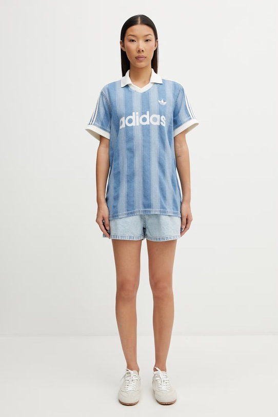 adidas Originals polo bumbac femei KD5448 albastru