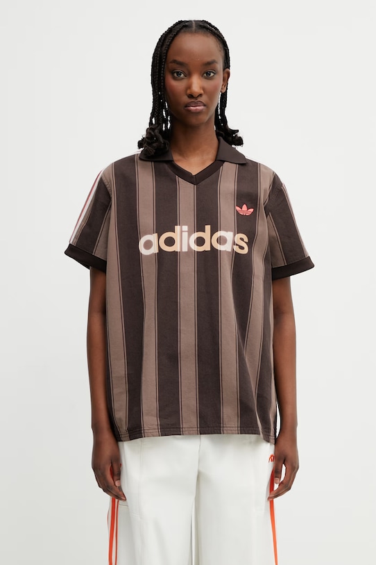 adidas Originals polo shirt cotton women's brown KD5450